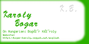 karoly bogar business card